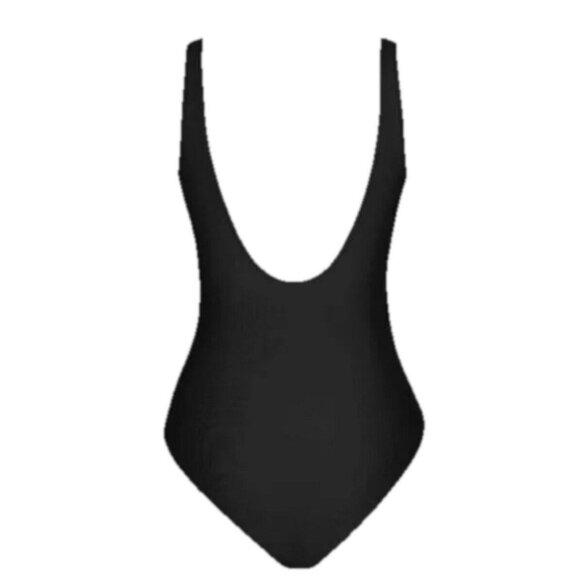 Cupshe Black One Piece Swimsuit Women’s Medium V-Neck Ruched Adjustable Straps - Picture 6 of 8